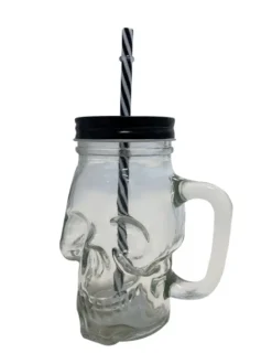 Halloweenpynt - Kranie Glas med Sugerør