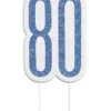 Happy BDAY Blå Glitz Kagelys - 80 År