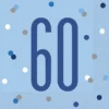 Happy BDAY, Blå Glitz Servietter - 60 År