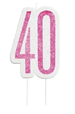 Happy BDAY Pink Glitz Kagelys - 40 År