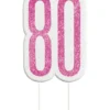 Happy BDAY Pink Glitz Kagelys - 80 År