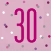 Happy BDAY, Pink Glitz Servietter - 30 År