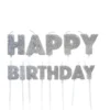 Happy Birthday Kagelys 13 stk., Sølv Glitter