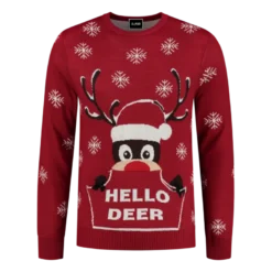 Hello Deer Rudolf Julesweater i Mørkerød