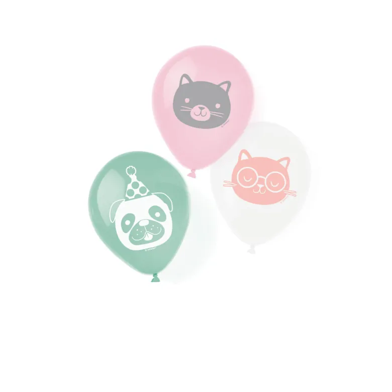 Hello Pets Pastel Latex Balloner 9'', 6 stk.