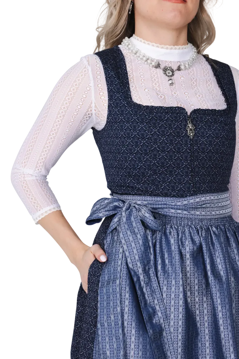 Høj Hvid Dirndl Top Med 3/4 Ærmer