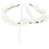 Hvid Blomster Hårkrans m/Organza Sløjfe