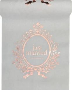 Hvid Bordløber m/Rosegold "Just Married" Print