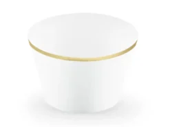 Hvide Muffin Wrappers m/Guld Kant, 6 stk.