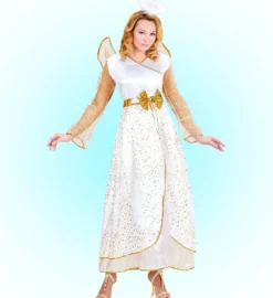 Hvid Englekjole m/Organza & Guld Stjerner