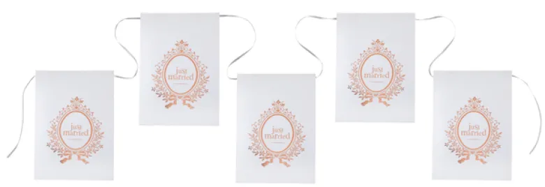Hvid Guirlande m/Rosegold "Just Married" Print