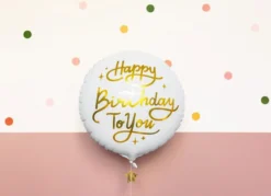 Hvid "Happy Birthday to You" Folieballon, 35 cm