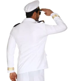 Hvid Marine Kaptajn Jakke til Voksne