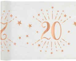 Hvid & Rosegold Fødselsdagsbordløber - 20 År
