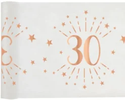 Hvid & Rosegold Fødselsdagsbordløber - 30 År