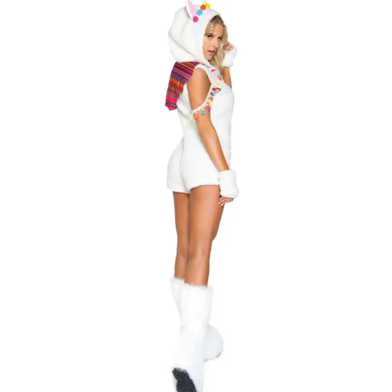 Hvidt Cuddle Lama Playsuit m/Handsker