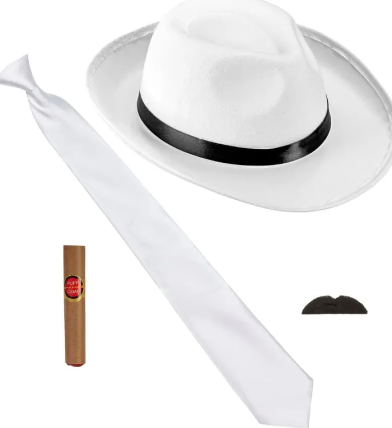 Hvidt Gangster Accessory Kit, Voksen