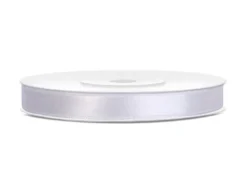 Hvidt Satinbånd, 25M X 6mm