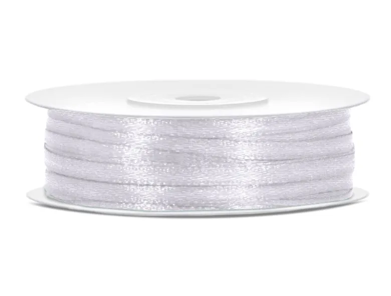 Hvidt Satinbånd, 50M X 3mm