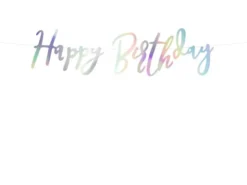 Iriserende Skråskrift "Happy Birthday" Banner, 62cm