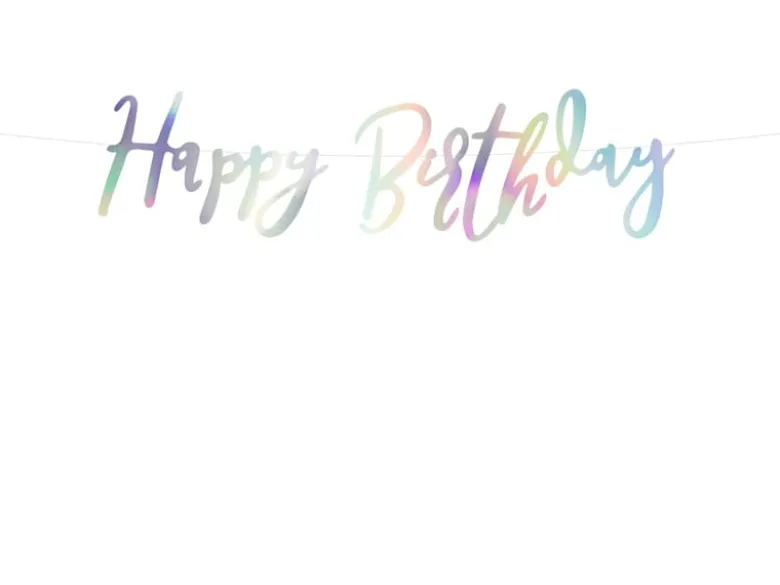 Iriserende Skråskrift "Happy Birthday" Banner, 62cm