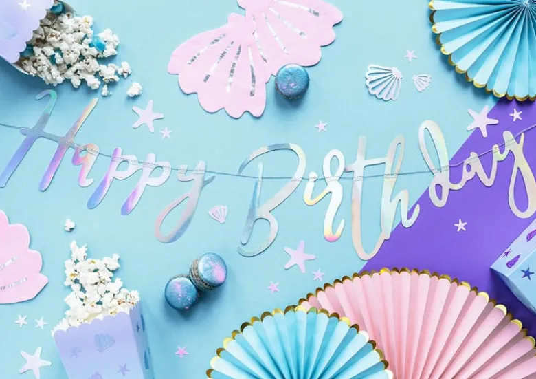 Iriserende Skråskrift "Happy Birthday" Banner, 62cm