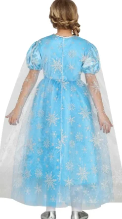 Isblå Prinsessekjole m/Kappe - Kostume Til Piger i 2 Dele (3 - 9 år)
