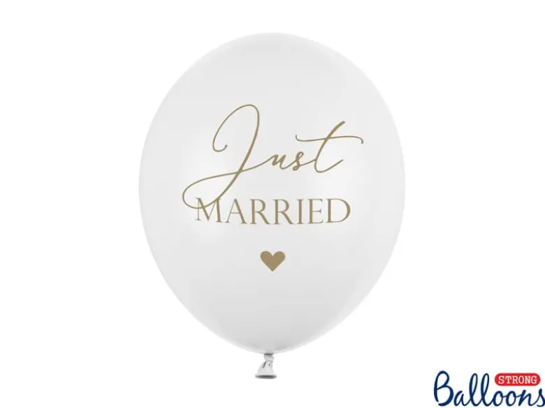 Just Married Latex Balloner, 6 stk