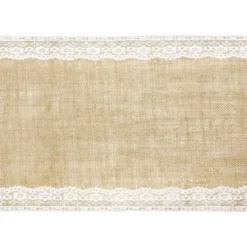 Jute Bordløber med Blondekant, 275 x 28 cm