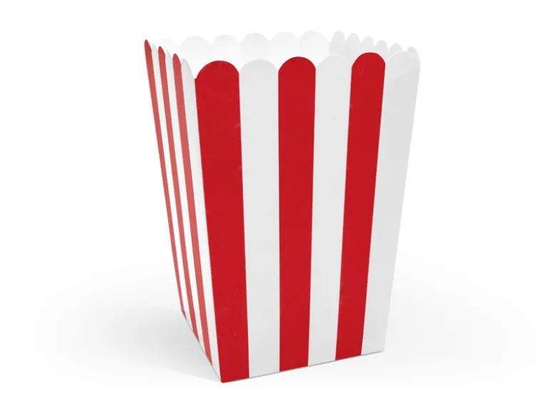 Klassiske Rød-Stribet Popcorn Bægre, 6 stk.