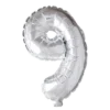 Kæmpe Sølv Folie Tal Ballon (ca. 100 cm.) - 9 Tal
