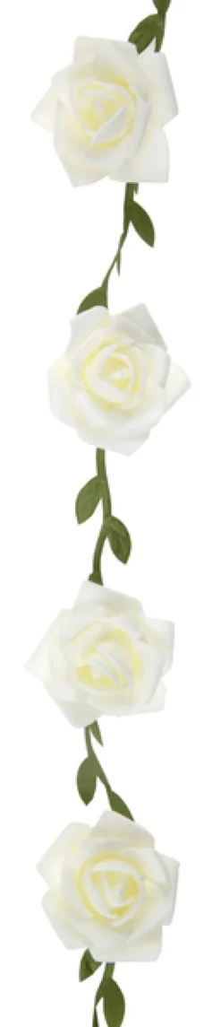 Kunstige Hvide Roser på Blomsterranke, 120cm