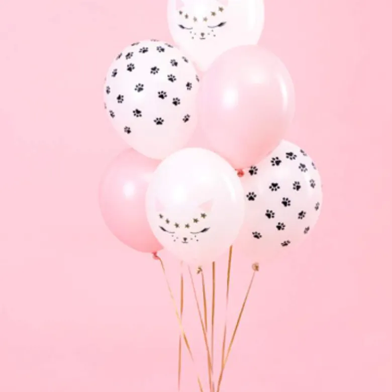 Latex Ballon Buket m/Katte Motiv, 6. stk.