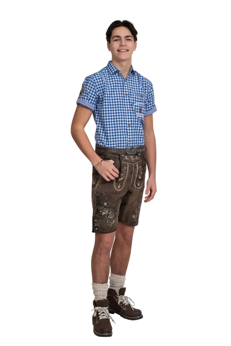 Lederhosen i Ægte Læder m/Bælte - Vintage Brun