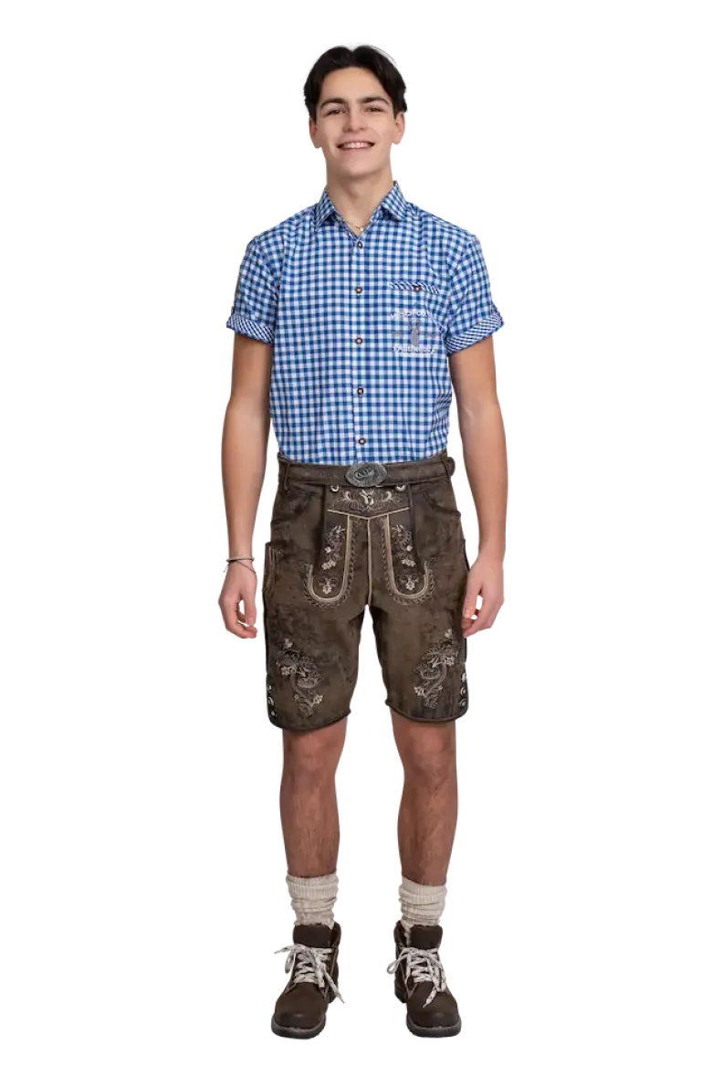 Lederhosen i Ægte Læder m/Bælte - Vintage Brun