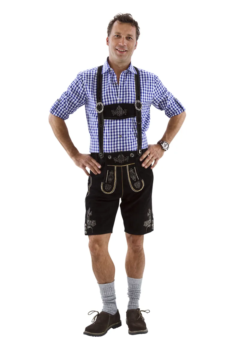 Lederhosen i Ægte Læder - Sorte, Kort Model