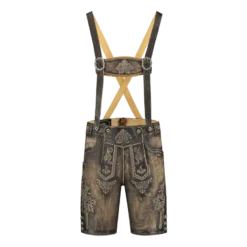 Lederhosen i Ægte Skind - Kort Model i Antikbrun