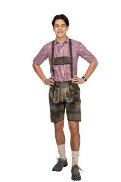 Lederhosen i Ægte Skind - Kort Model i Gråbrun