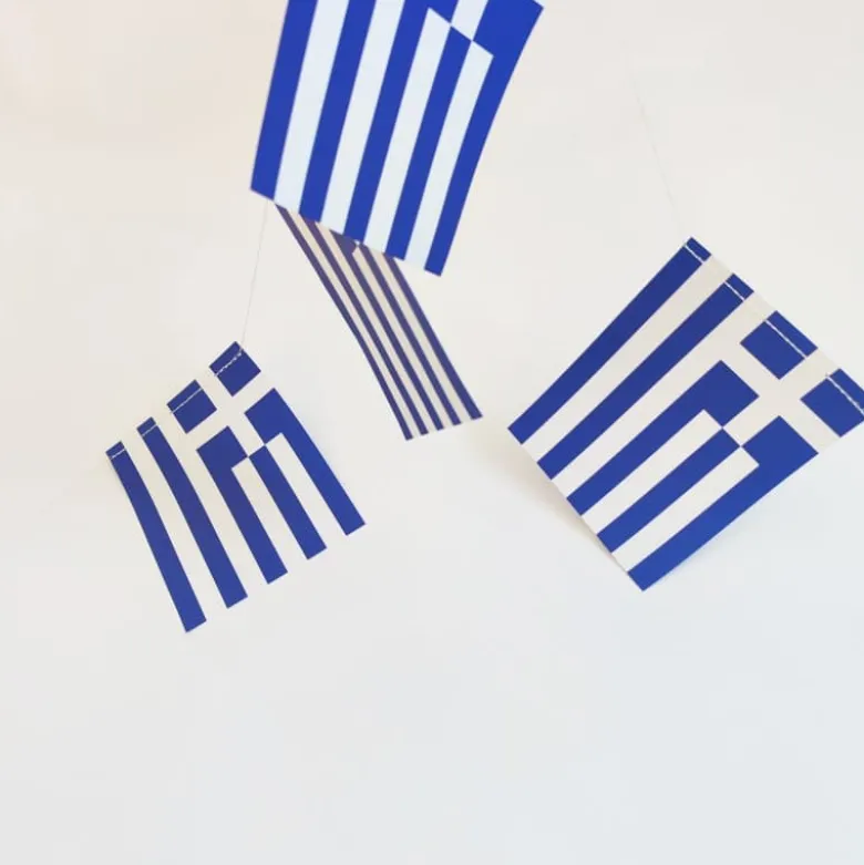 Lille Græsk Papir Flagguirlande, 10m