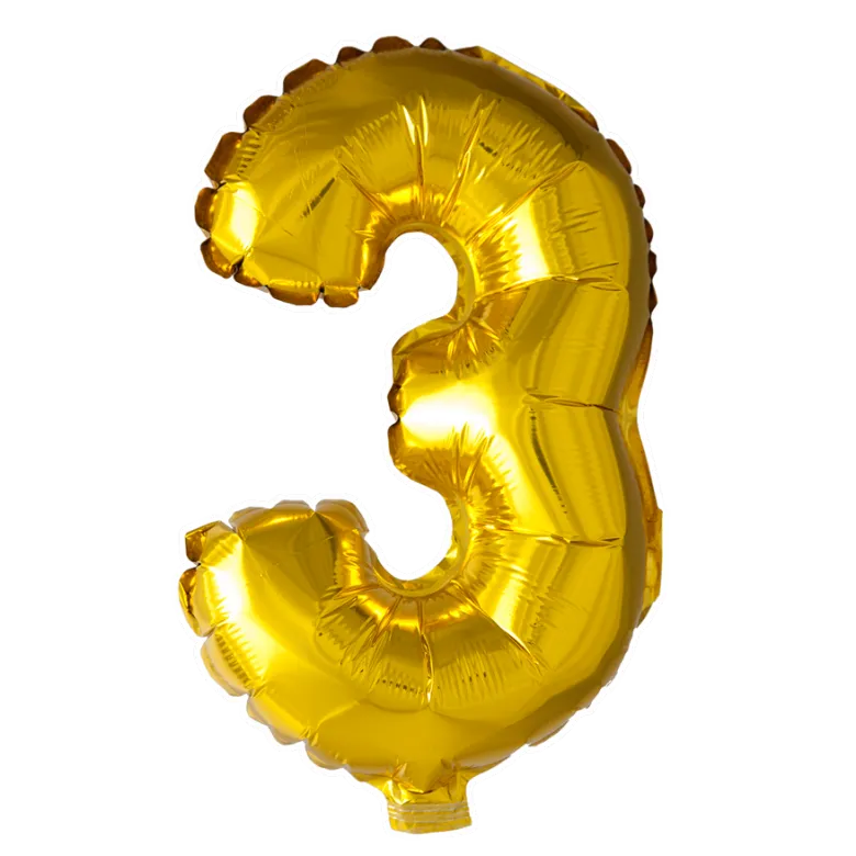 Lille Guld Folie Tal Ballon (ca. 40cm.) - 3 Tal