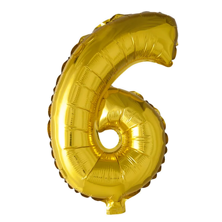 Lille Guld Folie Tal Ballon (ca. 40cm.) - 6 Tal