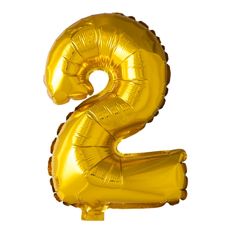 Lille Guld Folie Tal Ballon (ca. 40cm.) - 2 Tal