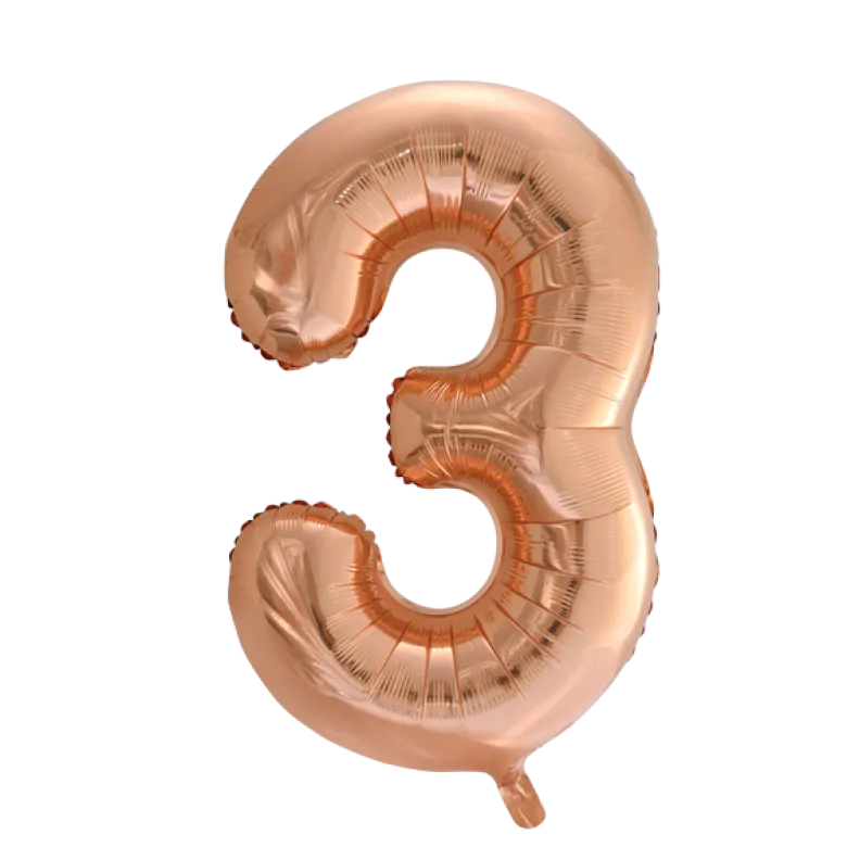 Lille Rosegold Folie Tal Ballon (ca. 40cm.) - 3 Tal