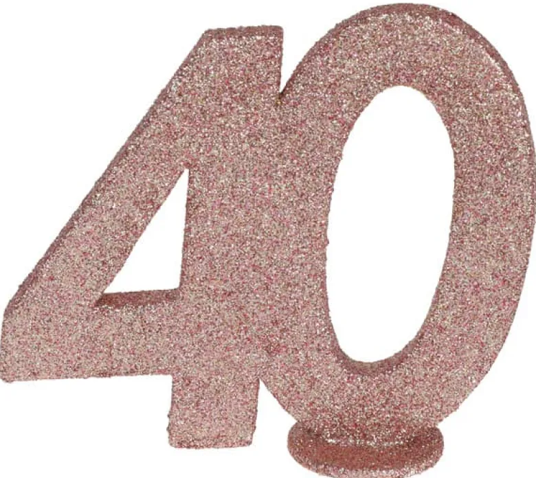 Lille Rosegold Glitter "40" Tal - Borddekoration