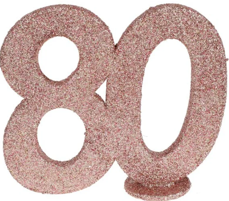Lille Rosegold Glitter "80" Tal - Borddekoration
