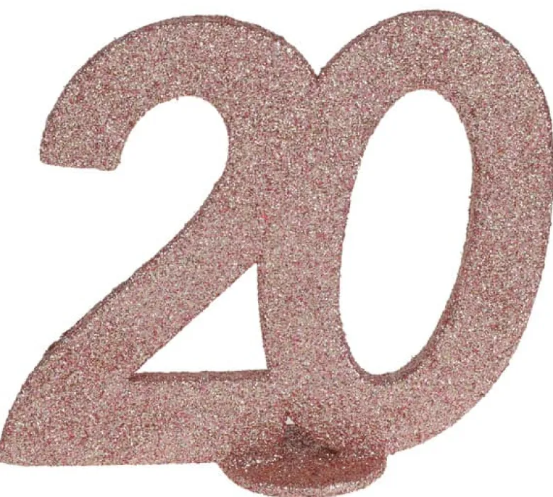 Lille Rosegold Glitter "20" Tal - Borddekoration