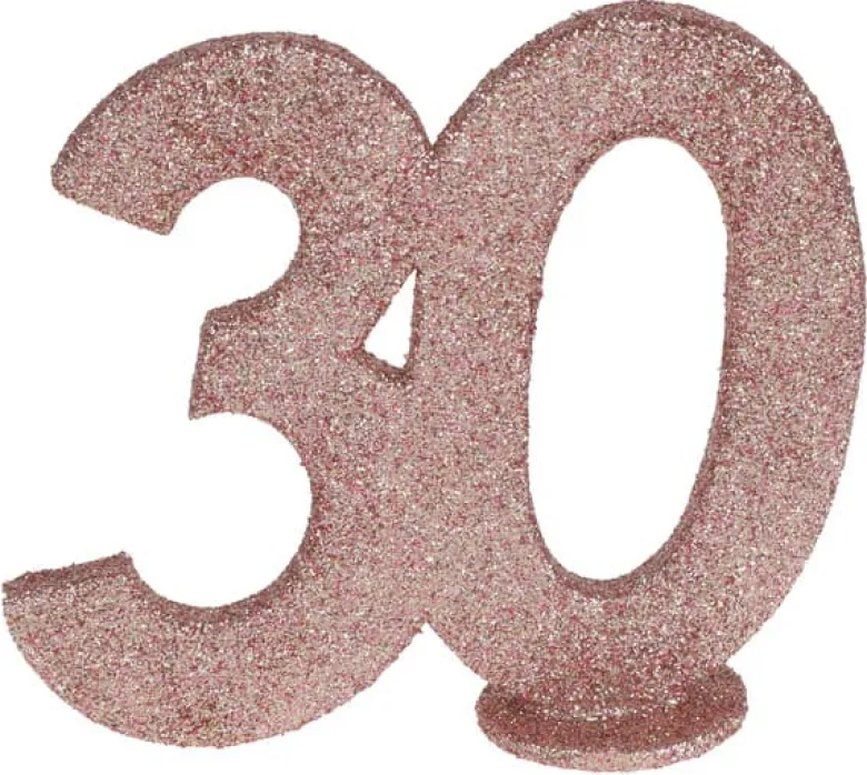 Lille Rosegold Glitter "30" Tal - Borddekoration