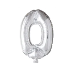 Lille Sølv Folie Tal Ballon (ca. 40cm.) - 0 Tal