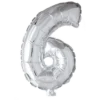 Lille Sølv Folie Tal Ballon (ca. 40cm.) - 6 Tal