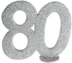 Lille Sølv Glitter "80" Tal - Borddekoration